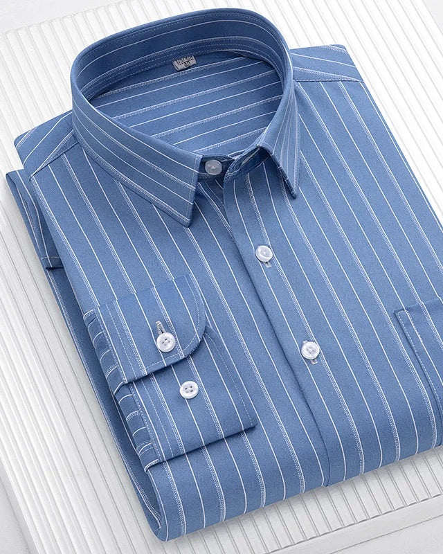 Camisa de rayas elástica Tomás - raya azul marino