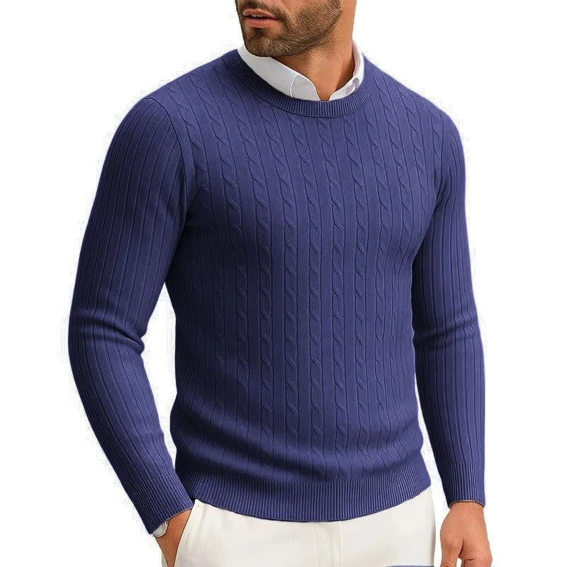 Jersey de punto trenzado en azul marino
