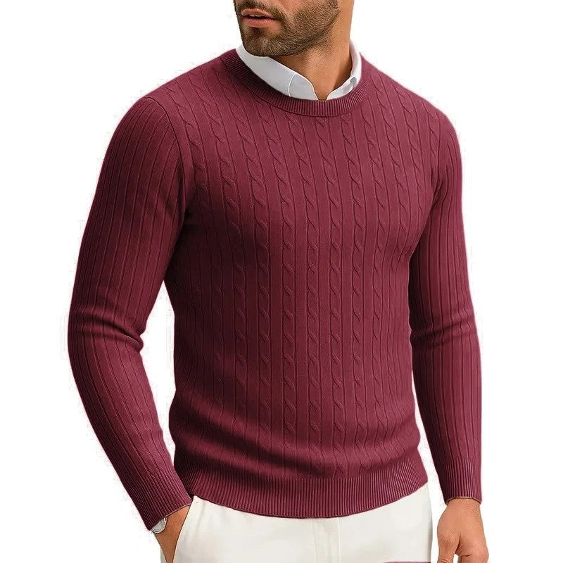 Jersey de punto trenzado en burdeos