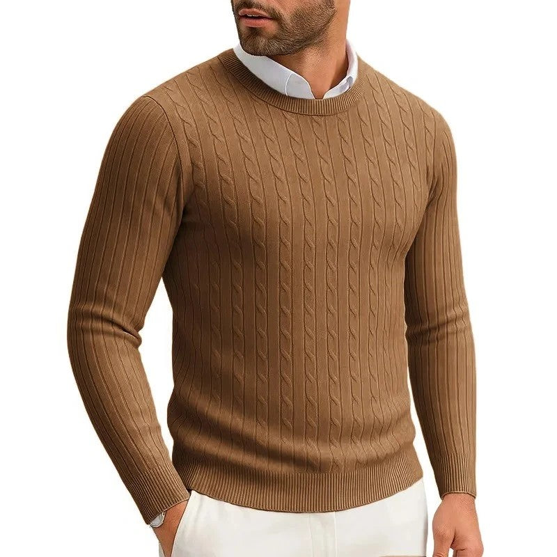 Jersey de punto trenzado en camel