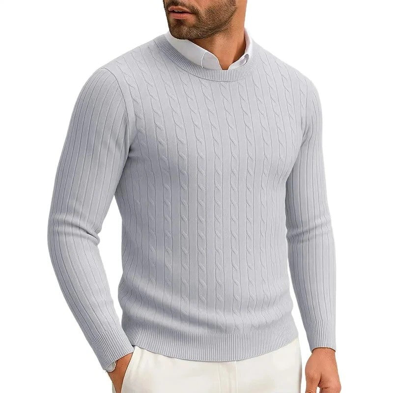 Jersey de punto trenzado en gris claro